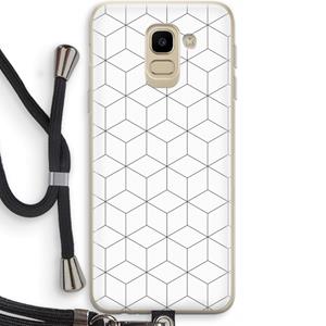 CaseCompany Zwart-witte kubussen: Samsung Galaxy J6 (2018) Transparant Hoesje met koord