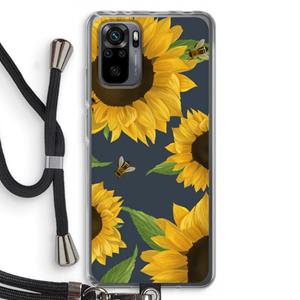 CaseCompany Sunflower and bees: Xiaomi Redmi Note 10 Pro Transparant Hoesje met koord