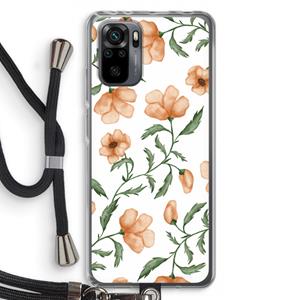 CaseCompany Peachy flowers: Xiaomi Redmi Note 10 Pro Transparant Hoesje met koord
