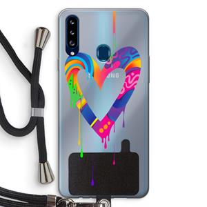 CaseCompany Melts My Heart: Samsung Galaxy A20s Transparant Hoesje met koord