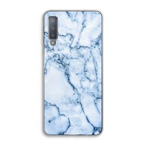 CaseCompany Blauw marmer: Samsung Galaxy A7 (2018) Transparant Hoesje