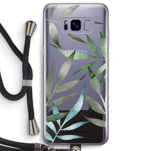 CaseCompany Tropical watercolor leaves: Samsung Galaxy S8 Plus Transparant Hoesje met koord