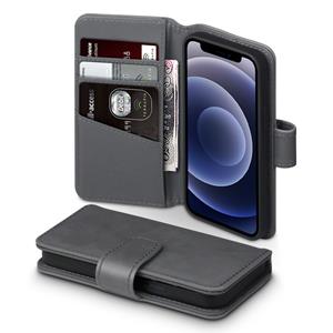 Qubits luxe echt lederen wallet hoes - iPhone 12 Mini - Grijs