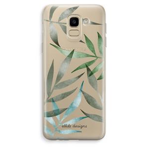 CaseCompany Tropical watercolor leaves: Samsung Galaxy J6 (2018) Transparant Hoesje