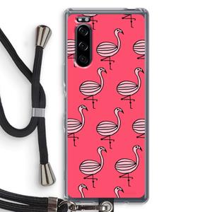 CaseCompany Flamingo: Sony Xperia 5 Transparant Hoesje met koord