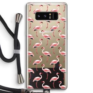 CaseCompany Flamingoprint groen: Samsung Galaxy Note 8 Transparant Hoesje met koord