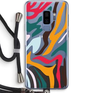 CaseCompany Colored Zebra: Samsung Galaxy S9 Plus Transparant Hoesje met koord