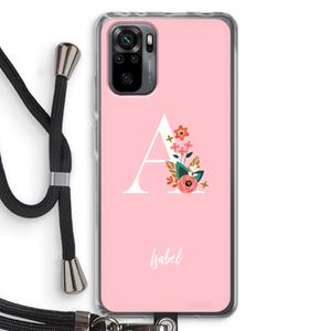 CaseCompany Pink Bouquet: Xiaomi Redmi Note 10 Pro Transparant Hoesje met koord
