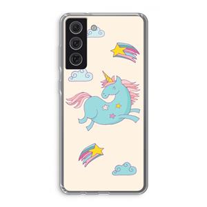 CaseCompany Vliegende eenhoorn: Samsung Galaxy S21 FE Transparant Hoesje