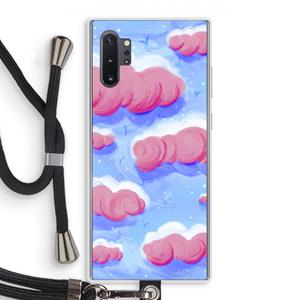 CaseCompany Roze wolken met vogels: Samsung Galaxy Note 10 Plus Transparant Hoesje met koord