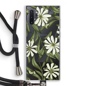CaseCompany Wit bloemenpatroon: Samsung Galaxy Note 10 Plus Transparant Hoesje met koord
