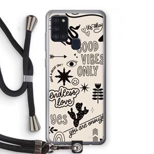 CaseCompany Good vibes: Samsung Galaxy A21s Transparant Hoesje met koord