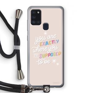 CaseCompany Right Place: Samsung Galaxy A21s Transparant Hoesje met koord