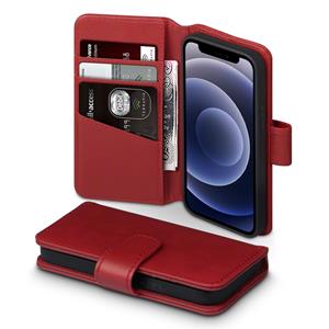 Qubits luxe echt lederen wallet hoes - iPhone 12 Mini - Rood