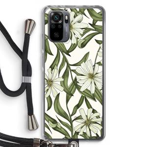 CaseCompany Wit bloemenpatroon: Xiaomi Redmi Note 10 Pro Transparant Hoesje met koord