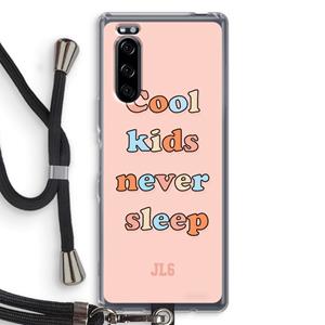 CaseCompany Cool Kids Never Sleep: Sony Xperia 5 Transparant Hoesje met koord