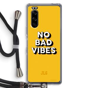 CaseCompany No Bad Vibes: Sony Xperia 5 Transparant Hoesje met koord