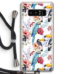 CaseCompany Bloemen tukan: Samsung Galaxy Note 8 Transparant Hoesje met koord