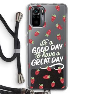 CaseCompany Don't forget to have a great day: Xiaomi Redmi Note 10 Pro Transparant Hoesje met koord