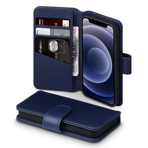 Qubits luxe echt lederen wallet hoes - iPhone 12 Mini - Blauw