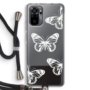 CaseCompany White butterfly: Xiaomi Redmi Note 10 Pro Transparant Hoesje met koord
