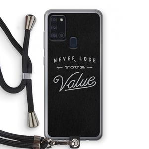 CaseCompany Never lose your value: Samsung Galaxy A21s Transparant Hoesje met koord