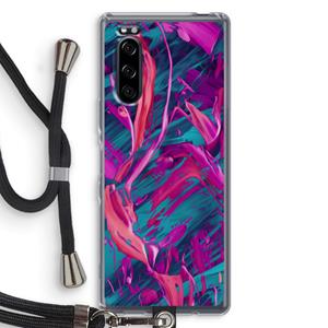 CaseCompany Pink Clouds: Sony Xperia 5 Transparant Hoesje met koord