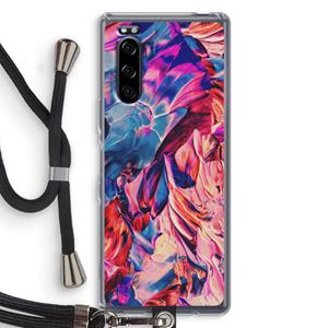 CaseCompany Pink Orchard: Sony Xperia 5 Transparant Hoesje met koord
