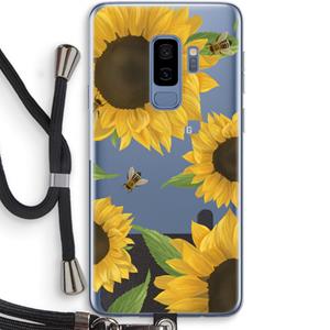 CaseCompany Sunflower and bees: Samsung Galaxy S9 Plus Transparant Hoesje met koord