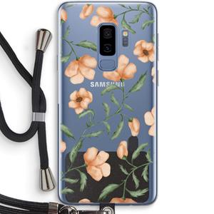 CaseCompany Peachy flowers: Samsung Galaxy S9 Plus Transparant Hoesje met koord