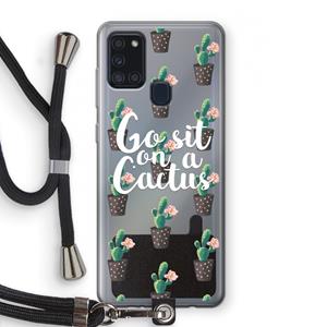 CaseCompany Cactus quote: Samsung Galaxy A21s Transparant Hoesje met koord