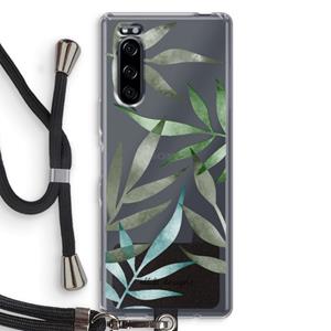 CaseCompany Tropical watercolor leaves: Sony Xperia 5 Transparant Hoesje met koord