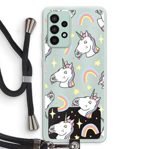 CaseCompany Rainbow Unicorn: Samsung Galaxy A52s 5G Transparant Hoesje met koord