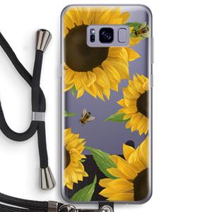 CaseCompany Sunflower and bees: Samsung Galaxy S8 Plus Transparant Hoesje met koord