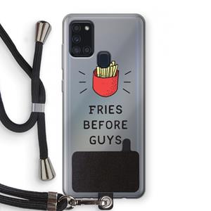 CaseCompany Fries before guys: Samsung Galaxy A21s Transparant Hoesje met koord