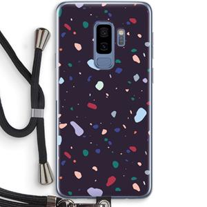 CaseCompany Dark Rounded Terrazzo: Samsung Galaxy S9 Plus Transparant Hoesje met koord