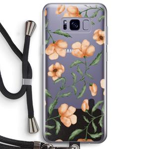 CaseCompany Peachy flowers: Samsung Galaxy S8 Plus Transparant Hoesje met koord