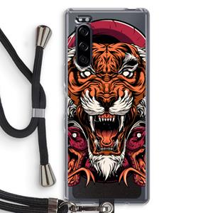 CaseCompany Tiger and Rattlesnakes: Sony Xperia 5 Transparant Hoesje met koord