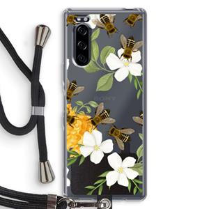 CaseCompany No flowers without bees: Sony Xperia 5 Transparant Hoesje met koord