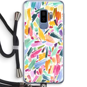CaseCompany Watercolor Brushstrokes: Samsung Galaxy S9 Plus Transparant Hoesje met koord