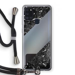 CaseCompany Zwart marmer: Samsung Galaxy A21s Transparant Hoesje met koord