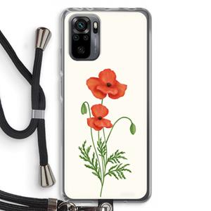 CaseCompany Red poppy: Xiaomi Redmi Note 10 Pro Transparant Hoesje met koord