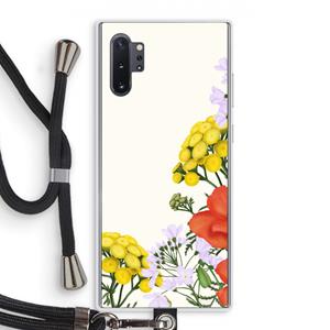CaseCompany Wilde bloemen: Samsung Galaxy Note 10 Plus Transparant Hoesje met koord