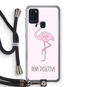 CaseCompany Pink positive: Samsung Galaxy A21s Transparant Hoesje met koord