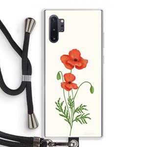 CaseCompany Red poppy: Samsung Galaxy Note 10 Plus Transparant Hoesje met koord