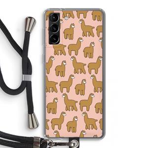 CaseCompany Alpacas: Samsung Galaxy S21 Plus Transparant Hoesje met koord