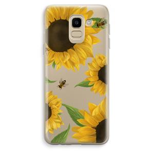 CaseCompany Sunflower and bees: Samsung Galaxy J6 (2018) Transparant Hoesje