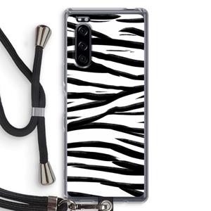 CaseCompany Zebra pattern: Sony Xperia 5 Transparant Hoesje met koord