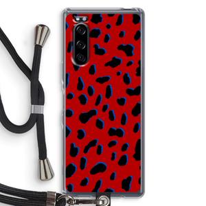 CaseCompany Red Leopard: Sony Xperia 5 Transparant Hoesje met koord
