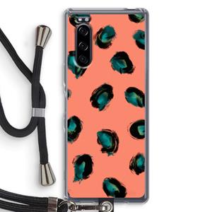 CaseCompany Pink Cheetah: Sony Xperia 5 Transparant Hoesje met koord